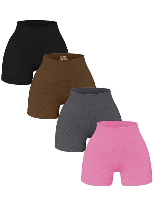 Women'S Plain Ribbed High Waist Sports Gym Shorts, Basketball Shorts, Seamless Skinny Biker Shorts for Gym Workout Cycling Treadmill Running, Gym Clothes, Summer Clothes Women Gym Shorts