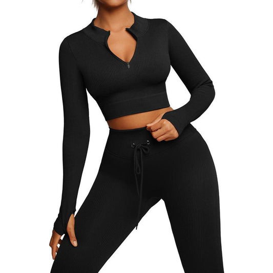 Feelingirl Seamless Long Sleeve Sportswear Set Gym Outfit Activewear Gym Outfit Christmas Outfit