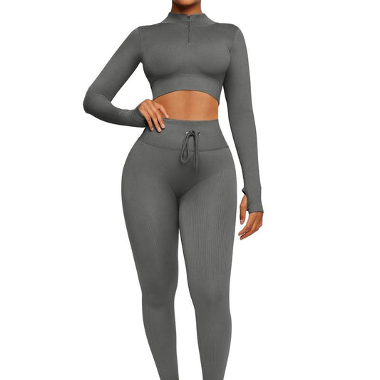 Feelingirl Seamless Long Sleeve Sportswear Set Gym Outfit Activewear Gym Outfit Christmas Outfit